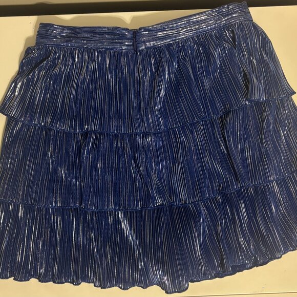 Lovers + Friends Blue Metallic Tiered Skirt - Picture 3 of 5